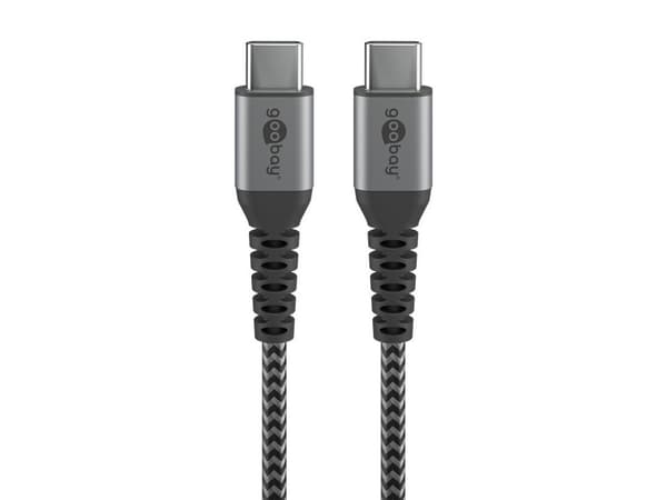 Goobay 49302, 1 m, USB C, USB C, USB 2.0, Grå, Sølv