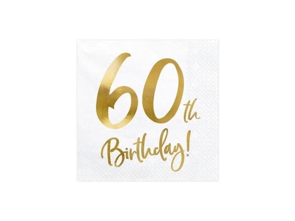 Servietter 60th birthday, guld