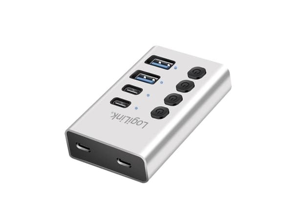 USB-hub LogiLink hub 4xUSB3.2 Gen1 med on/off-switch