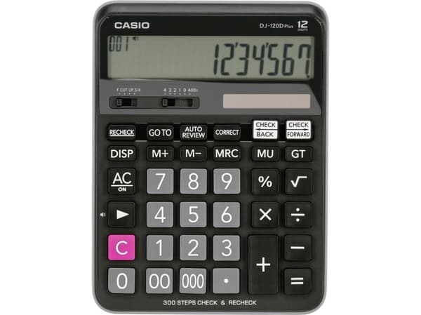 Casio DJ-120D Plus - Skrivebordskalkulator - 12 sifre - batteri, solpanel