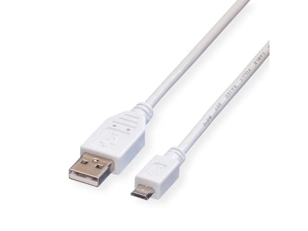 VALUE 11998751, 0,15 m, USB A, Micro-USB B, USB 2.0, 0,48 Gbit/s, Hvit