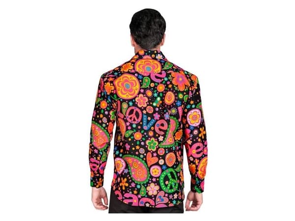 Sort neon hippie skjorte