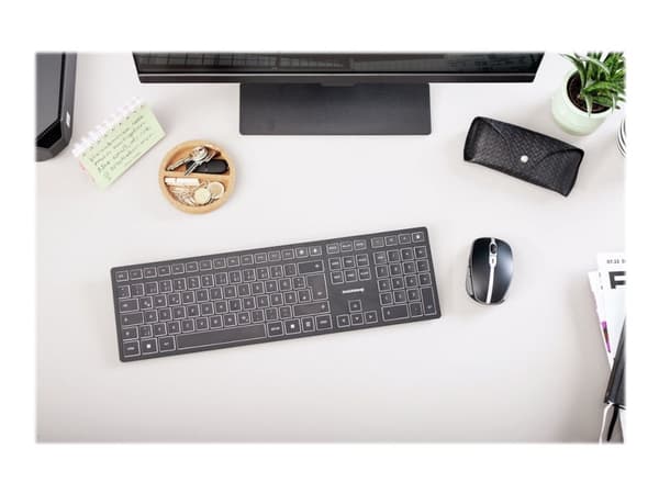 CHERRY KW 9100 SLIM, Langaton, RF Wireless + Bluetooth, QWERTY, Musta