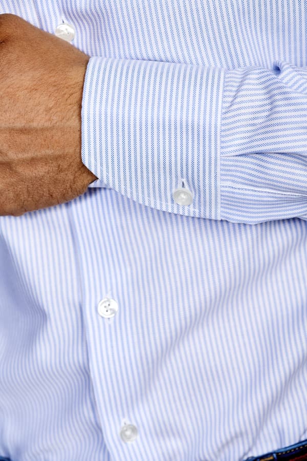 BUTTON DOWN SLIM - oxford-stripe - BLUE