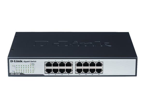 D-Link DGS-1016D/E, Hallitsematon, Täysin kaksipuolinen, Telineasennus