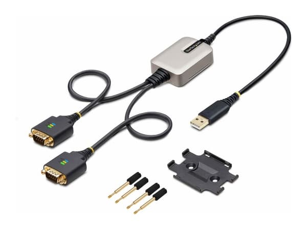 StarTech 2ft (60cm) 2-Port USB to Serial Adapter Cable, Interchangeable DB9 Screws/Nuts, COM Retention, USB-A to DB9 RS232, FTDI, Level-4 ESD Prote...
