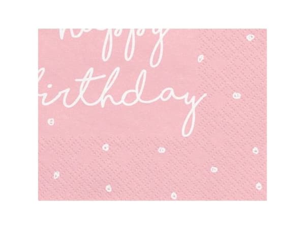 Happy birthday servietter, lyserød