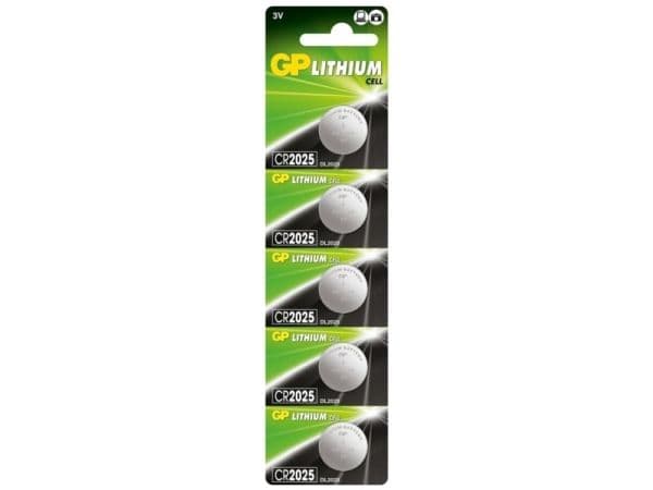 GP knapcelle, Lithium, CR2025, 5-pak