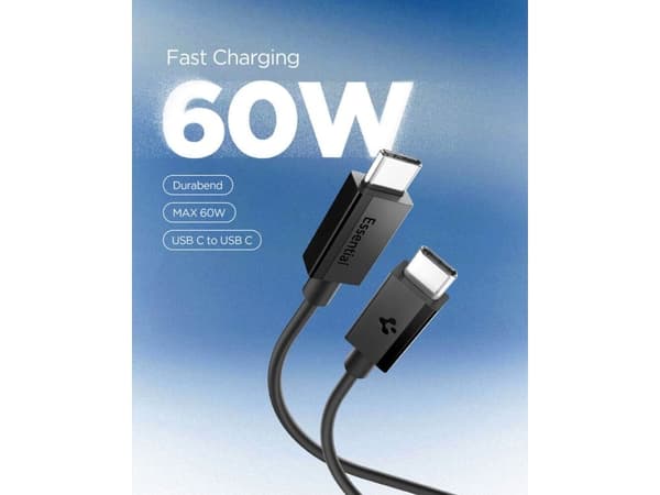 Spigen ACA08718, 1 m, USB C, USB C, USB 2.0, 0,48 Gbit/s, Sort