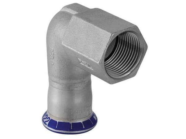 GEBERIT Overgangsvinkel 90 grader rustfri 15 mm-1/2" muffe / muffe mapress