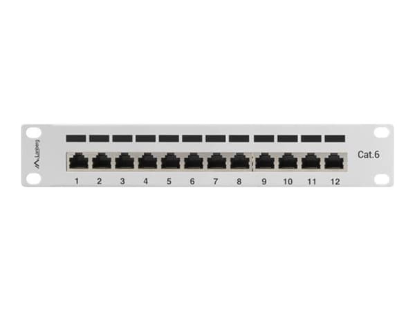 Lanberg PPF6-9012-S - Patch-panel - rackmontering - CAT 6 - STP - RJ-45 X 12 - grå, RAL 7035 - 1U - 10"