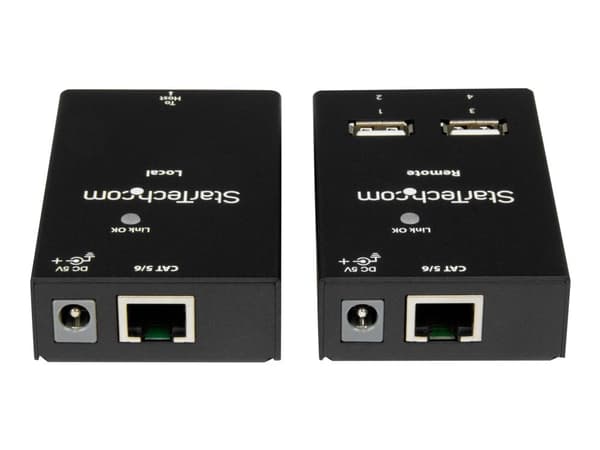 Startech 4-Port USB 2.0 Extender - 165ft (50m) USB Over Cat5/Cat6 Extender - Compact USB 2.0 Over Ethernet Extender (USB2004EXTV) - USB-utvider - U...