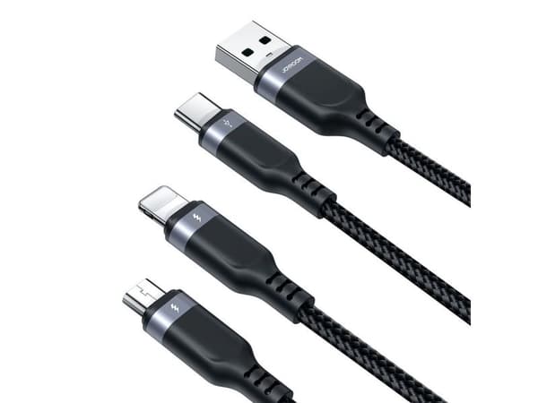 Multi-Use Series 3-in-1 Joyroom USB-A - Lightning / USB-C / micro USB cable 1.2 m S-A18 (black)