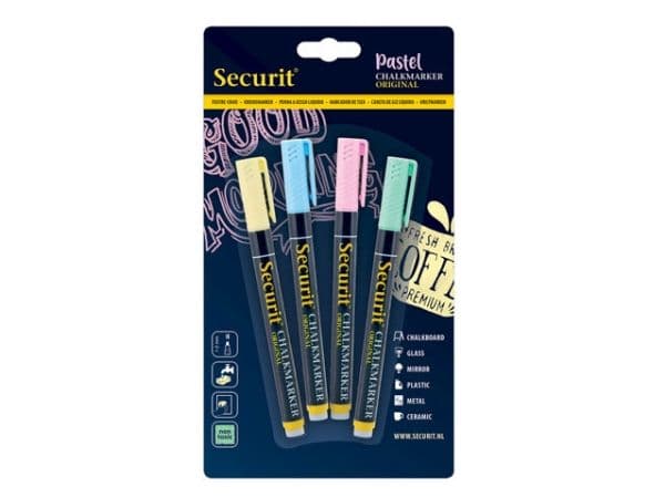 Securit® original kridtmarker sæt med fire pastelfarver