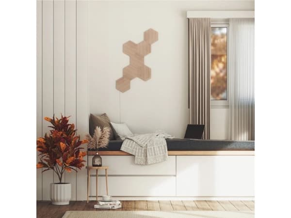 Nanoleaf|Elements Wood Look Hexagons Starter Kit (7 panels)|Cool White + Warm White