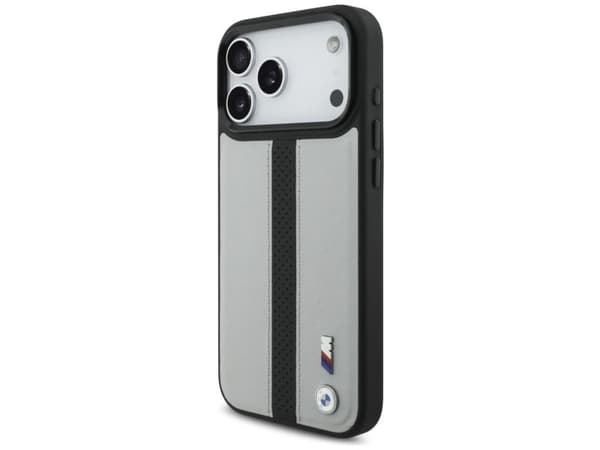 Fodral BMW M Perforated Stripe Logo MagSafe till iPhone 17 Pro Max grå