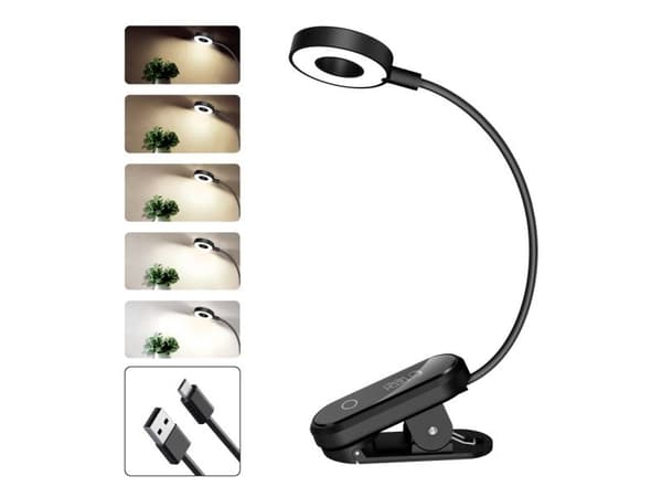 Tech-Protect LL100 Wireless Lamp with Clip + USB-A / USB-C Cable 30 cm - Black