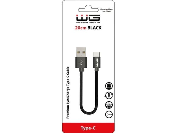 Winner Group 7974, 0,2 m, USB A, USB C, Svart