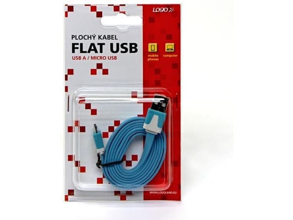 USB till microUSB-kabel 1 m blå (USB Logo) USB-A