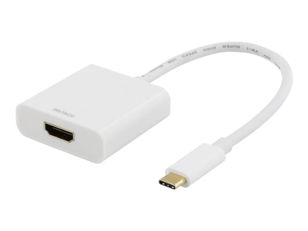 DELTACO USBC-HDMI7 - Ekstern videoadapter - USB-C - HDMI - hvit