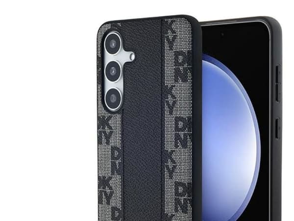 DKNY Leather Checkered Mono Pattern MagSafe case for Samsung Galaxy S24 - black