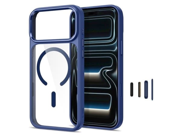 Tech-Protect Magmat Magsafe CC Case for iPhone 17 Pro / 18 Pro - Navy Blue and Transparent