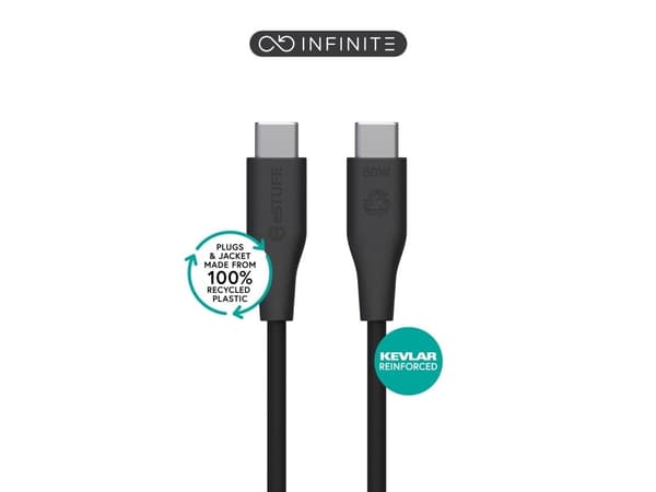 INFINITE (GRS) USB-C to USB-C  Cable 1m Black. Recycled