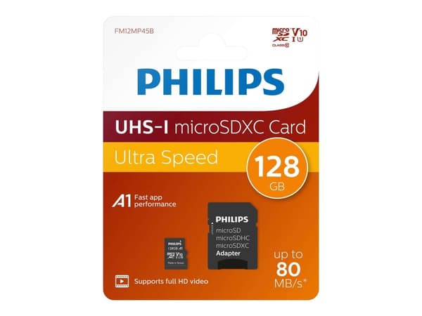 Philips FM12MP45B - Flash-minneskort - 128 GB - UHS Class 1 / Class10 - SDXC