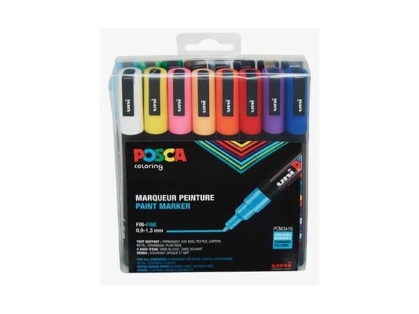 POSCA PC-3M, Multifärg, Multifärg, 16 färger, Rund, 16 styck