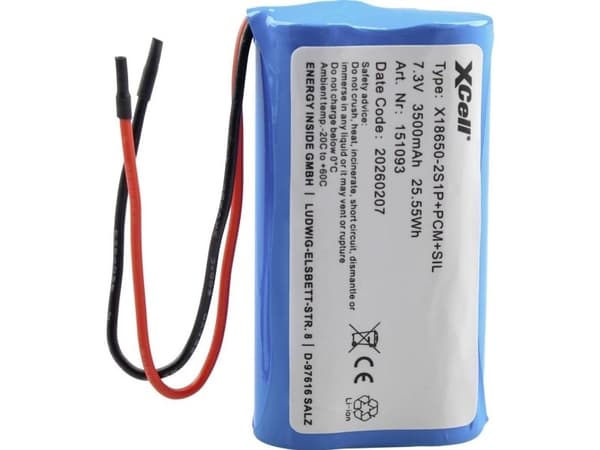 XCell spesialbatteri celler: 2 batteristørrelse: 18650 litium 7,4 V 3500