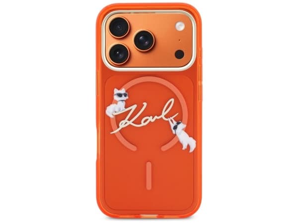Karl Lagerfeld IML Choupettes Karl Script Logo MagSafe Case for iPhone 17 Pro - Orange
