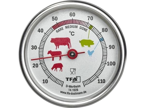 TFA - Steketermometer - for ovn, for barbequegrill, for grill - sølv