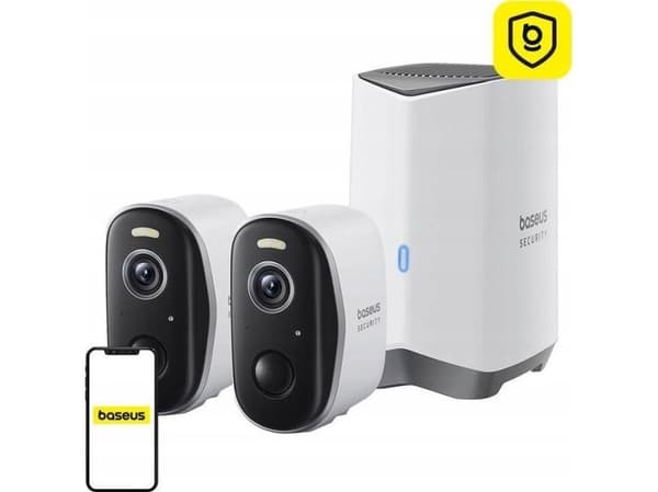 Baseus Security N1 Plus dual 2K utendørs overvåkingskit (2 kameraer) – hvit