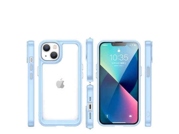 Outer Space-skal för iPhone 14 Plus hårt skal med gelram - blå
