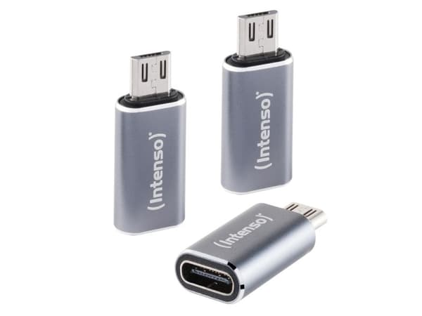 Intenso USB Adapter C480M - USB-C till microUSB (3-pack), USB-C, microUSB, Antracit
