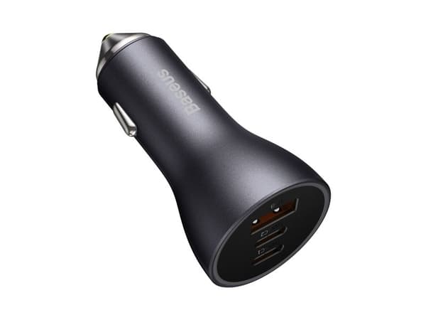 Baseus pikalataussovitin autoon 2*USB-C + USB-A 65W tummanharmaa (CGJP010013)