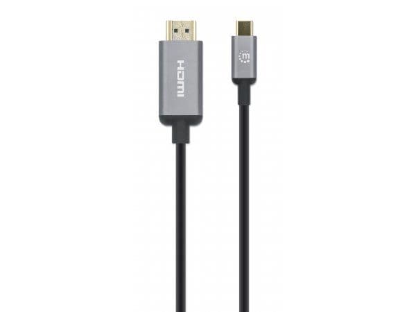 Manhattan 153607, 2 m, HDMI Type A (Standard), USB Type-C, Hankjønn, Hankjønn, Rett