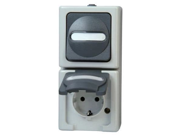 Kopp 130856009, CEE 7/3, 2 modul/-er, CEE 7/4, Svart, Grå, 250 V, 16 A