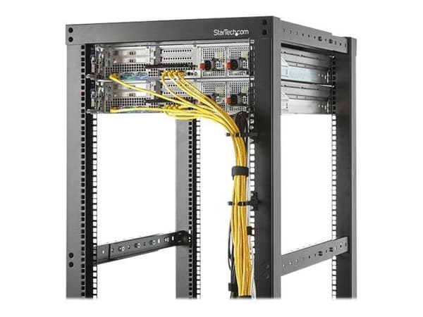 Startech 1U Vertical 1.8 x 3.9in Server Rack Cable Management D-Ring Hook w/ Flexible Opening - Network Rack-Mount Cord Organizer Ring (CMHOOK1UN) ...