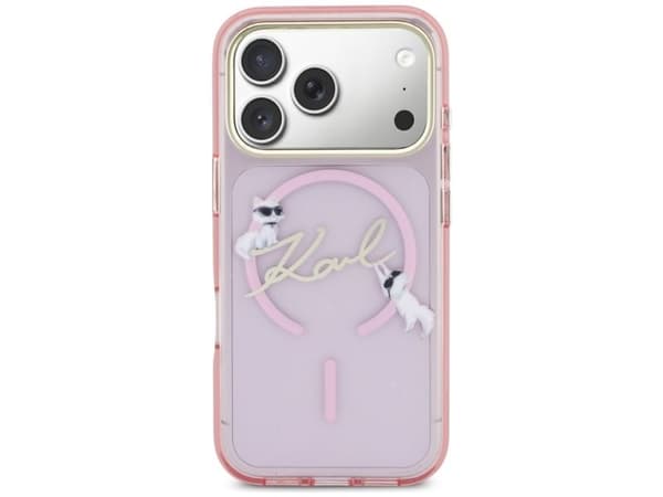 Karl Lagerfeld IML Choupettes Karl Script MagSafe-deksel til iPhone 17 Pro Max - Rosa