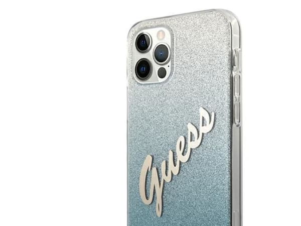 Guess GUHCP12MPCUGLSBL iPhone 12/12 Pro 6.1" blå/blå hardcase med glitter gradient script