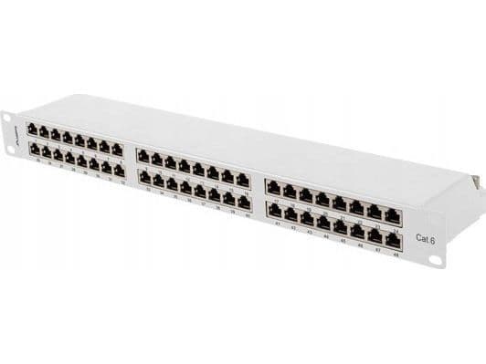 Lanberg - Patch-panel - rackmontering - CAT 5/5e - FTP - RJ-45 X 48 - RAL 7035, grå - 1U - 19"