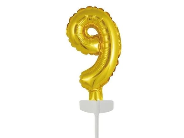 Kage folieballon 9 guld