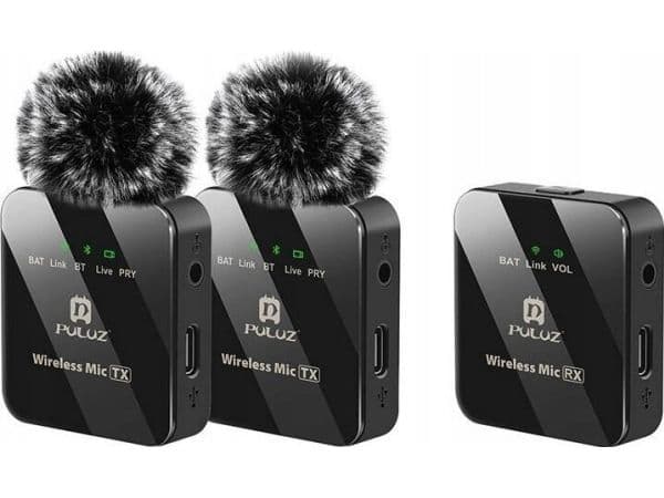PULUZ trådlös mikrofon för slips 2 TX + 1 RX