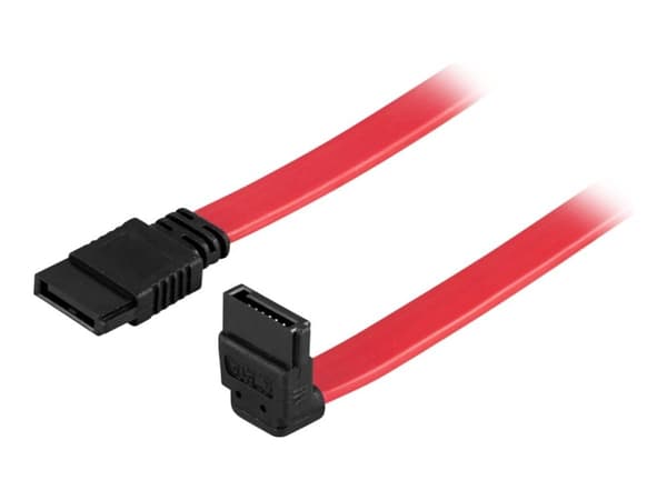 DELTACO - SATA-kabel - SATA (hun) til SATA (hun) - 50 cm - nedvinklet stikforbindelse, lige stikforbindelse - rød