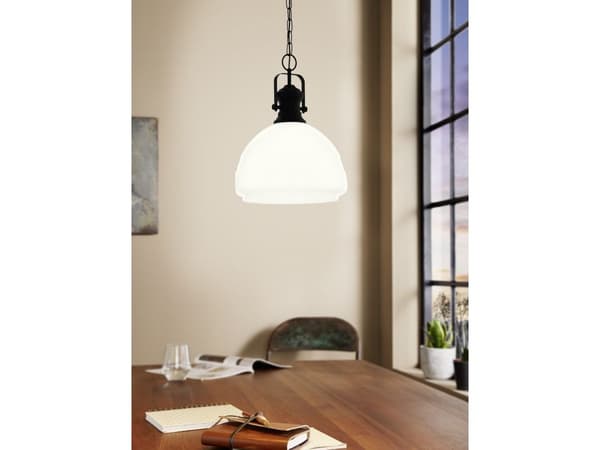 EGLO COMBWICH 1 pendel E27 Ø380 svart/opal