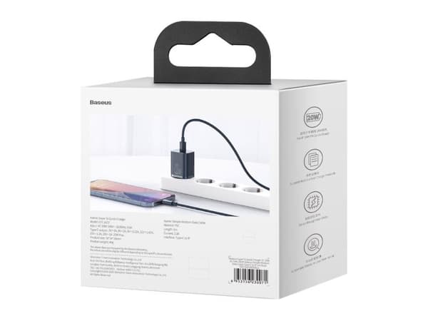 Baseus Super Si Quick Charger 1C 20W strømadapter med USB-C til Lightning-kabel 1 m (blå)