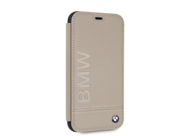 BMW-logo preget etui til iPhone XR - beige