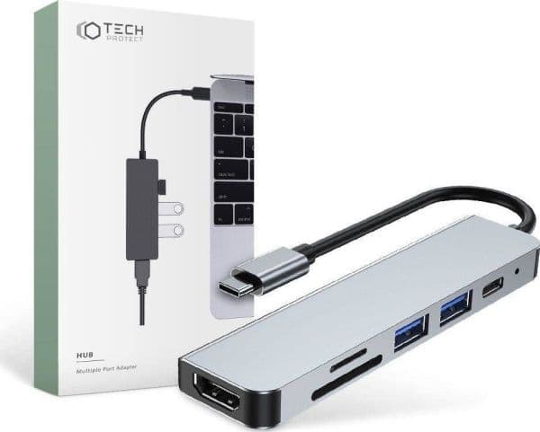 TECH-PROTECT V4-HUB ADAPTER 6IN1 GRAY