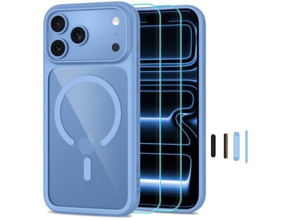 Tech-Protect MagOne CC MagSafe Case + Tempered Glass 2-Pack for iPhone 18 Pro Max / 17 Pro Max - Clear Blue